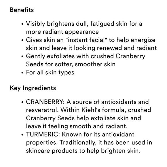 Kiehl's Turmeric & Cranberry Seed Energizing Radiance Masque Mask Brightens - Picture 13 of 15